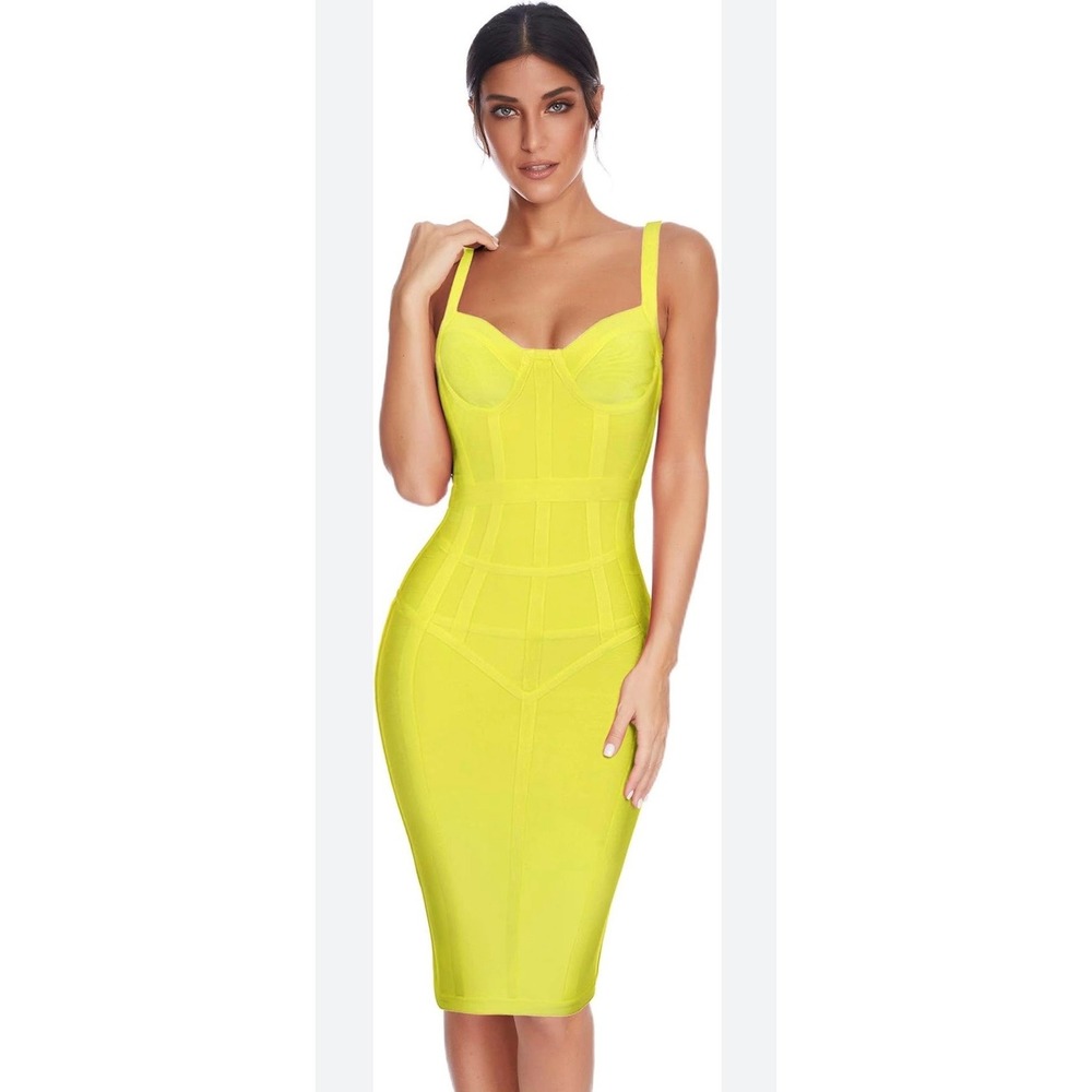 Neon Yellow Bandage Bodycon Dress